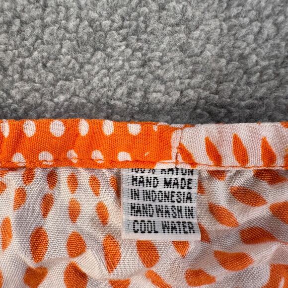 Orange Swim Coverup Tunic One Size Drawstring Orange White Hand Made Rayon Flowy - Picture 2 of 6